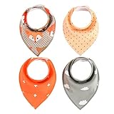 AKC スタイ ビブ よだれかけ コットン100% 柔らかい 2層タイプ スナップ 三角 ベビー 4枚セット (Fセット)
