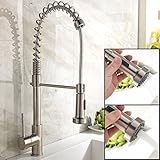 Zingcord Best Single Handle Brushed Nickel Pull Out High Arch Prep Sprayer Kitchen Sink Faucet, Comm