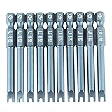 Hilitand 10pcs 1/4インチU形ドライバースチールスクリュードライバーS2ビット六角磁気65ミリメートルH6.3 * 65 * U8