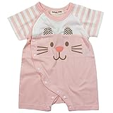 【初夏盛夏対応】 NON SECTION(ノンセクション) 天竺スタイ付ボーダー切り替えロンパス 80cm/ピンク NO.BF-83703