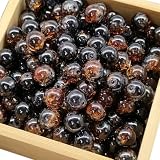 ガラスビーズ 10mm 100個入り ラウンドビーズ アクセサリー制作 手芸 ビーズパーツ ブレスレット ネックレス ダークカラー (ブラウン＆ブラック) NYANDELMO ND-0278-R02-H74-BNBK