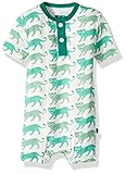 KicKeeパンツベビー男の子Print Short Sleeve Henley Romper prd-kphenr65-nld、自然Leopard、Preemie