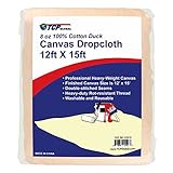 TCPグローバル12 ' x15 ' Extra Large Heavyweightキャンバスドロップ布 – 8 oz 100 %コットンDuck