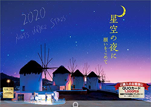 星空の夜に 願いをこめて 2020年 カレンダー 壁掛け SE-3 (使用サイズ594x420mm) 風景