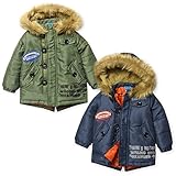 ベビー服 男の子 アウター フルジップ ジャケット 中綿 撥水加工 ミリタリー系 男児 ベビー (2.ネイビー/80cm)