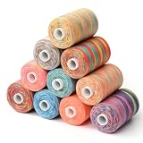 ミシン糸 セット 60番 10巻 1000ヤード/巻 カラー手縫い糸 家庭用糸 カラー糸 刺しゅう糸 DIY刺繍糸 ミシン糸セット普通地用 工業用機械に適用 DIY糸 手縫い対応 収納紙箱付き 裁縫用 万能 縫糸セット (レインボー)