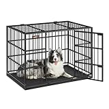 FEANDREA 犬 ゲージ 中型犬 大型犬 室内外兼用 ダブルドア付き トレー付き 犬 サークル 大型 組立簡単 幅107x奥行70 x高さ75cm ケージ 犬 PPD005B01