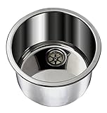 Ambassador Marine Cylinder Stainless Steel Brushed Finish Sink, 13 3/8-Inch Wide x 5 1/4-Inch Deep [