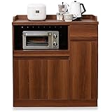 キッチン キッチン収納 食器棚 チェスト レンジ台 オープン収納 スライド収納 Aタイプ 下段 ウォルナット