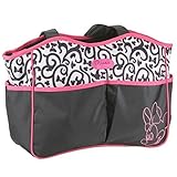 Disney Minnie Boudoir 4 Poster Tote Diaper Bag, Black/Pink, Large by Disney