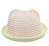 赤ちゃん の お出かけ用 麦わら 帽子 キャップ 男の子 女の子 (桜色, 46cm-50cm(6ヶ月〜3歳目安）)