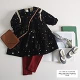 【RIRORA】まるさんかくしかくワンピース［ブラック/ワインレッド］女の子・一番かわいい服・秋/冬新作・誰よりもおしゃれに・ベビーファッション (13 (125-135cm), ブラック)