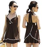 Sweet Mommy マタニティ 水着 セパレート ホルターネック パッド付 スカートショーツ一体型 ブラウン L