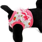 ペット生理用品 犬 サニタリーパンツ 小型犬 おむつカバー マナーパンツ メス 可愛い いちご柄 雌犬 老犬用 犬の発情期 介護用 生理用 発情期用 マナーウエア あ出かけ 散歩 ピンク M