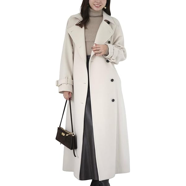 Amazon | ウールリバーオーバーロングコート BEIGE/GREY 1 レディース