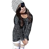 AmazingDeal 子供服 女の子 長袖 グレーＴシャツ＋白い破れジーンズセット レジャー 春秋 クール ファション (110（4~5才）)