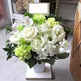 ＴＶチャンピオン出場【今旬フラワーアレンジメント 4,600円 ヨーロピアン 白・グリーン系】誕生日 花　誕生日 プレゼント 女性 フラワーアレンジメント 開業開店祝い 花 劇場 楽屋花 ギフト お見