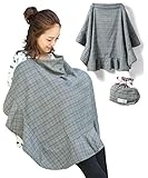 Sweet Mommy 授乳ケープ 大判 日本製ソフトワイヤー入り 360度安心 春夏カラーはコットンレースフリル 秋冬カラーはコットン裏地 ポーチ付き ナーシングケープ ギフトにも 意匠登録済み／F