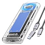ORICO M.2 SSD 外付けケース 40Gbps 工具不要最新 USB4 NVMe 専用M.2 SSDケース ファン内蔵の透明Thunderbolt 4 SSD ケース2230 2242 2260 2280(Mキーのみ)対応、USB4/3.2/3.0/2.0対応-TCM2U4 青