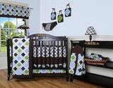 Boutique Blue Brown Diamond 13PCS CRIB BEDDING SET Model: (Newborn, Child, Infant) by GEENNY [並行輸入品]