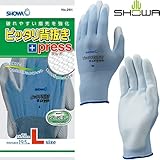 SHOWA ショーワグローブ/背抜き手袋/ピッタリ背抜きプレス 10双 カラー：ブルー サイズ：S（裾ゴールド） 品番：261