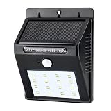 TaoTech 16LED センサーライト ソーラーライト 外灯 ガーデンライト 防水 夜間自動点灯 防犯ライトー (16LED暖色, ブラック)