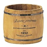 木製タル型プランター　5号サイズ ブラウン