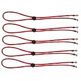 Perfk 5本入り2色選べ　眼鏡ホルダー　掛け紐　メガネ飾り　コード　調節可　ネックストラップ　スポーツ用　 - 赤