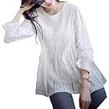 Spinas(スピナス) レディース マタニティ レース フレア チュニック 長袖 秋 冬 1color 【 ホワイト 】 Ａラインシルエットが可愛い妊婦さんをより演出します (XL)