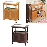 キッチンワゴン キャスター付き 木製 北欧 タイルトップ NEWキャビネットワゴン 全2色(ダークブラウン)