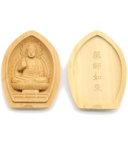 Amazon｜木彫りの仏像【吉祥天立像】 柘植 ツゲ (蓮華形香合仏