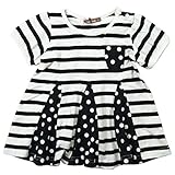 《春夏対応》 nico hrat(ニコフラート) 製品洗い加工済み 42/2天竺半袖水玉ボーダーチュニック 130cm /NV NO.B-270108