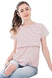 XFentech 新しい レディース マミー 夏 マタニティ 授乳服 Tシャツ ストライプ 半袖 Tシャツ 妊娠中の服 看護 トップ, レッド/L