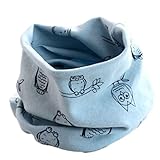Tonsee キッズ 暖かい ネックウォーマー 防寒 可愛い フクロウ パターン スカーフ 赤ちゃん用 マフラー (ライトブルー)