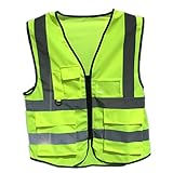 【 R.shop 】　安全反射ベスト 両面高可視 5つポケット 反射 安全ベスト 工事現場 道路誘導 警備員　[B6H] (フリーサイズ)