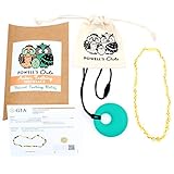 Baltic Amber Teething Necklace - Handmade in Lithuania - Lab-Tested Authentic - Comes with Silicone 