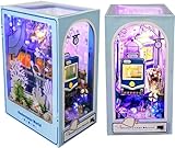 ミニチュア ドールハウス キット ブックスタンド 本棚の装飾品 ドールハウス DIYクラフト 手作り木製ギフトドールハウス 初心者-誕生日、休日、クリスマスプレゼント14歳以上対象 (C)