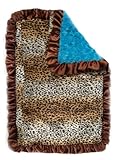 Patricia Ann Designs Satin Ruffles Cheetah Swirl Indulgence Blanket, Turquoise/Chocolate by Patricia