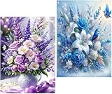 Amyaker ダイヤモンドアート キット 四角いビーズ 全面 2個セット ダイアモンドビーズ絵画キット DIY 手作り絵画 モザイクアート 5D モザイクアート ダイヤモンド塗装 全面貼り付けタイプ 30x40cm 花
