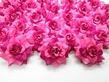 100シルク2つトーンダークピンクローズフラワーヘッド – 1.75 " – 人工花ヘッドファブリック花柄Supplies卸売ロットのウェディング花アクセサリーにブライダルヘアクリップヘッドバンドドレ