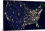 Stocktrekイメージプレミアムシックラップキャンバス壁アート印刷題名City Lights of the United States at Night 30" x 20" 1980500_24_
