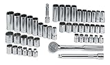 SK 94547-12 47 Piece 3/8-Inch Drive 12 Point Standard and Deep Socket Set with 20 Piece 1/4-Inch to 