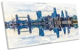 London City Skyline反射ボックスフレームキャンバス壁アートパノラマ印刷画像 180cm wide x 90cm high