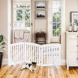 Epetlover ペットゲート 木製 犬 ゲート ペットフェンス 置くだけ 室内サークル 倒れない 折りたたみ 脱走防止 中小型犬 猫 対応 コンパクト収納 折りたたみ式 階段 出入り口 ホール 玄関用 飛び出し防止 多頭飼い ペットグッズ ホワイト