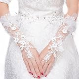 山の奥 指なし手袋 ウェディング フィンガーレスグローブ レース ブライダル ブ ブライダル手袋 指なしグローブ レース付グローブ 花嫁用品