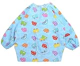 Alec&Yule(アレックスユール) ロングスリーブ ビブお食事 エプロン アンチドレッシング コートシャツ(サイズ100 - ブルー)