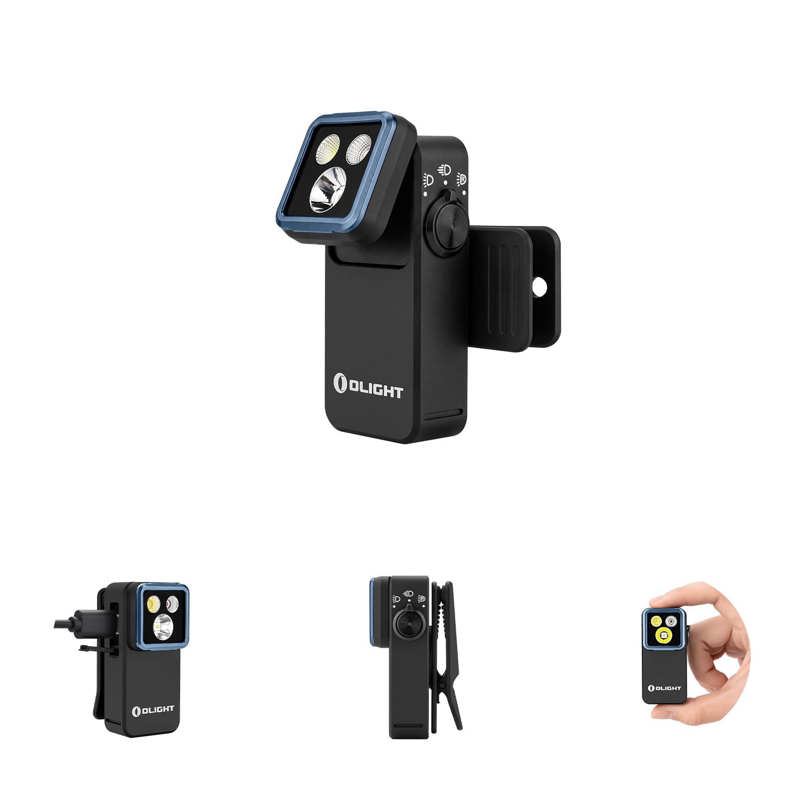 OLIGHT(オーライト) Oclip 2 Pro 懐中電灯 ledライト 充電式 クリップライト 小型 防災 (ブラック) | 115度ヘッド調整・360度回転クリップ 530ルーメン ランニングライト 三つの光源 LEDフラッドライト/スポットラ