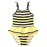 女の子の赤ちゃんの女の子のワンピース水着かわいい蜂スカートの水着 (Color : Yellow, Size : 8 110-125cm)