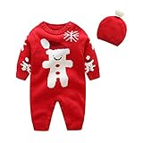エルフ ベビー(Fairy Baby)クリスマスロンパース ベビーサンタ衣装 帽子付き 雪だるま柄 レッド66cm