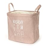 収納・洗濯・雑貨・衣類 34.6L大容量 お洒落な格好と絵柄 表裏2重生地 簡単自立 折り畳み片付け可能 ストレージ ランドリー 箱 かご ケース バスケット ボックス(ベージュ)